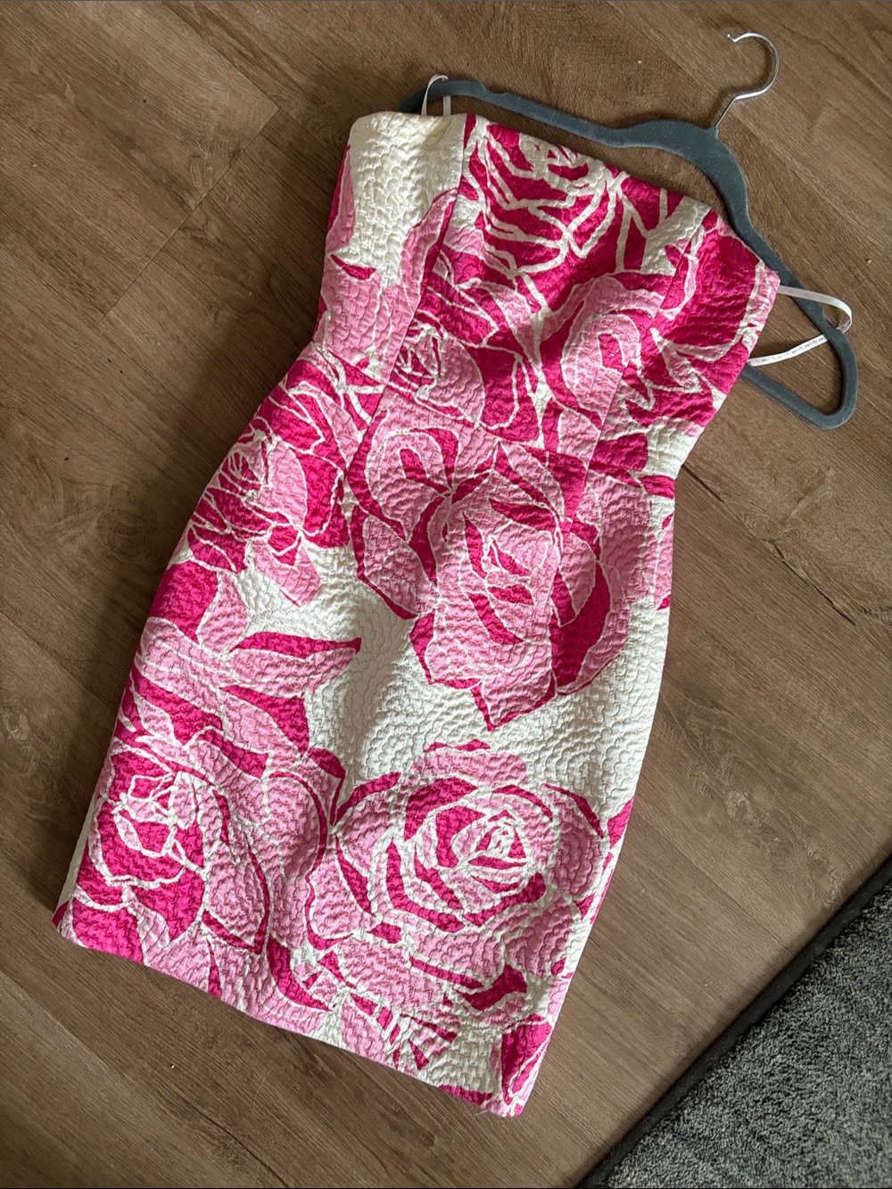Lilly Pulitzer Strapless Pink and Cream Floral Sheath Dress - Picture 2 of 8